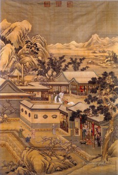  Castiglione Painting - Lang shining happy new year of qianlong old China ink Giuseppe Castiglione
